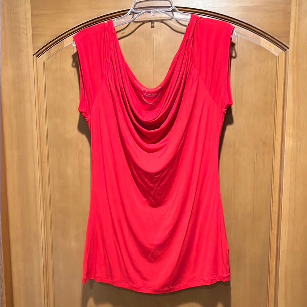 INC International Concepts Red Draped Cap Sleeve Blouse